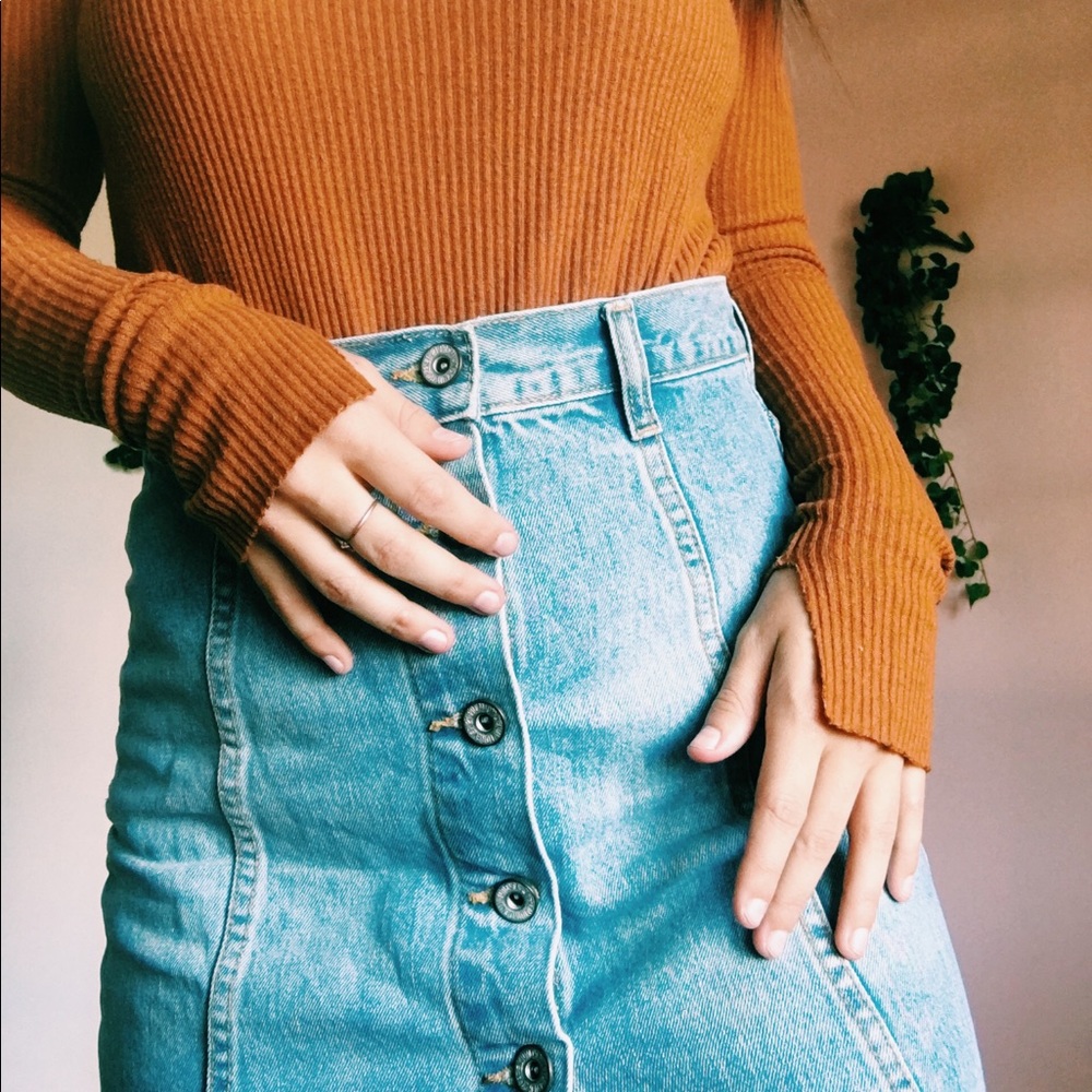 button down jean skirt
